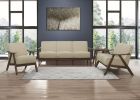 Modern Home Furniture Light Brown Fabric Upholstered 1pc Accent Chair Walnut Finish Wood Cushion Back and Seat Furniture