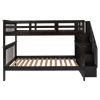 Stairway Full-Over-Full Bunk Bed with Storage and Guard Rail for Bedroom, Dorm, Espresso (OLD SKU:LP000110AAP)