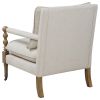 Beige Wooden Accent Chair with Turned Legs