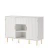 Storage cabinet Wave pattern 2 door With drawers buffets & sideboards for living room, dining room, bedroom , hall, white