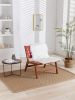 COOLMORE Solid Wood Frame Chair With White Faux Wool. Modern Accent Chair Lounge Chair for Living Room