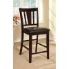 Set of 2 Counter Height Chairs Dark Espresso Finish Solid wood Kitchen Dining Room Furniture Padded Leatherette Seat Unique back