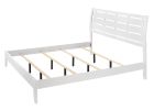 1pc King Size White Finish Panel Bed Geometric Design Frame Softly Curved Headboard Wooden Bedroom Furniture