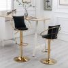 Black velvet bar chair, pure gold plated, unique design,360 degree rotation, adjustable height,Suitable for dinning room and bar,set of 2