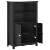 Bathroom Cabinet BERG Black 27.4"x13.4"x43.3" Solid Wood Pine