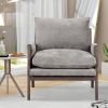 Mid-Century Modern Velvet Accent Chair,Leisure Chair with Solid Wood and Thick Seat Cushion for Living Room,Bedroom,Studio,Grey