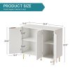 Storage cabinet Wave pattern three door buffets & sideboards for living room, dining room, bedroom , hall, white, 39.4''w x 15.8''d x 33.5''h.