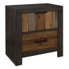 Unique Style Nightstand 1pc Multi-Tone Wire Brushed Finishes 2x Dovetail Drawers Distinct Style Bedroom Furniture