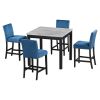 5-piece Counter Height Dining Table Set with One Faux Marble Dining Table and Four Upholstered-Seat Chairs, Table top: 40in.L x40in.W