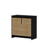 4 Drawers Rattan Cabinet,for Bedroom,Living Room,Dining Room,Hallways,Easy Assembly, Black