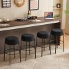 30" Tall, Round High Bar Stools, Set of 2 - Contemporary upholstered dining stools for kitchens