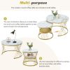 [VIDEO provided] ON-TREND Î¦27.5'' & Î¦17.7'' Nesting Coffee Table with Marble Grain Table Top, Golden Iron Frame Round Coffee Table, Set of 2