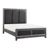 Modern Bedroom 1pc Queen Size Bed Diamond-Patterned Gray Faux Leather Headboard Footboard Classic Design Wooden Furniture