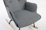 35.5 inch Rocking Chair with Footrest, Soft Houndstooth Fabric Leather Fabric Rocking Chair for Nursery