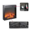 18 inch electric fireplace insert, ultra thin heater with log set & realistic flame, overheating protection