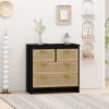 4 Drawers Rattan Cabinet,for Bedroom,Living Room,Dining Room,Hallways,Easy Assembly, Black