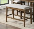 Contemporary 6pc Dining Set Counter Height Table Bench and 4 Counter Height Chairs Functional Lazy Susan Shelf Table Light Oak Finish Wooden Kitchen D