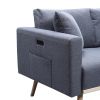 Easton 32.5" Dark Gray Linen Fabric Chair with USB Charging Ports Pockets & Pillows