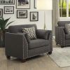 ACME Laurissa Chair & 3 Pillows in Light Charcoal Linen 52407