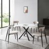 47.24" Modern Round Dining Table White Sintered Stone Tabletop with 4pcs Metal Cross Legs