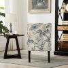 Capa Print Fabric Armless Contemporary Accent Chair, Blue Leaves