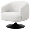 Beige and Matte Black Upholstered Swivel Accent Chair