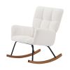 Comfy Upholstered Lounge Chair Rocking Chair with High Backrest, for Nursing Baby, Reading, Napping OFF WHITE