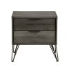 Contemporary Three-Tone Gray Finish Nightstand Perched atop Metal Legs Acacia Veneer Modern Bedroom Furniture