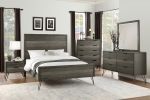 Contemporary Three-Tone Gray Finish Nightstand Perched atop Metal Legs Acacia Veneer Modern Bedroom Furniture