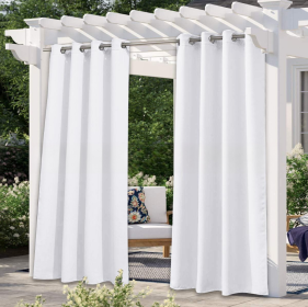 Solid Color Outdoor Waterproof And Sun Protection UV Protection High Precision Black Silk Shading Curtain (Option: White-132 Ã— 274cm)