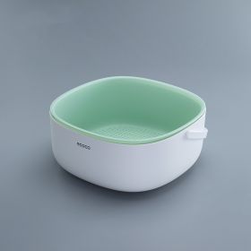 Washbasin Multi-functional Kitchen Double Layer Drain Basket (Option: Green-Large)