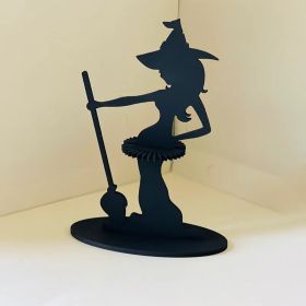 Wooden Halloween Witch Napkin Holder Kitchen Restaurant Decoration (Color: Black)