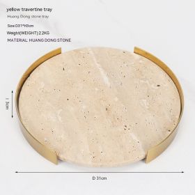 Natural Marble Round Metal Frame Tray Desktop Storage Display Plate (Option: 30cm)