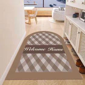 Simple Geometric Home Entrance Floor Mat Crystal Velvet Absorbent Non-slip Arched Rectangle Carpet Home Decoration Foot Mat Semi-circle Door Mat (Main Color: 02 Arched, size: 80*120cm)