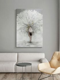 100% Handmade gold foil artwork square white flower landscape Oil Painting Modern Living Room Wall Decoration (size: 50x70cm)