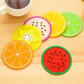 1pc Fruit Shape Cup Coaster Silicone Cup Pad Slip Insulation Pad Cup Mat Hot Drink Holder Mug Stand Home Kitchen Accessories (Color: Green)