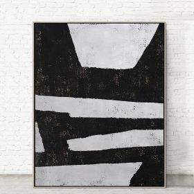 100% Handmade Abstract Oil Painting  Wall Art Modern Minimalist Black and White Picture Canvas Home Decor For Living Room No Frame (size: 150x220cm)