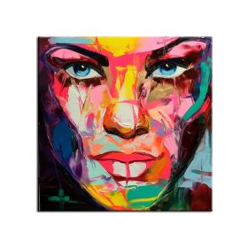 100% Hand Painted Modern Francoise Nielly Face Oil Painting Wall Art Picture Portrait Palette Knife Canvas Acrylic Texture Colourful No Framed (size: 100x100cm)