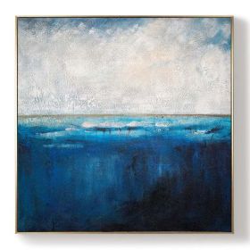 Deep Blue Sea Abstract Art Sky Landscape Painting,Sea Level Abstract Oil Painting,Abstract Oil Painting,Large Wall Sea Painting (size: 60x60cm)