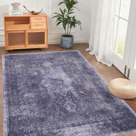 Naar 8x10 Area Rug, Washable Rug, Low-Pile, Non-Slip, Non-Shedding, Foldable, Kid & Pet Friendly - Area Rugs for living room, bedroom, kitchen (Color: as Pic)