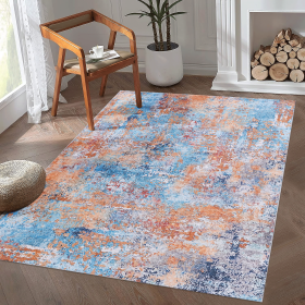 Naar 4x6 Area Rug, Washable Rug, Low-Pile, Non-Slip, Non-Shedding, Foldable, Kid & Pet Friendly - Area Rugs for living room, bedroom, kitchen (Color: as Pic)