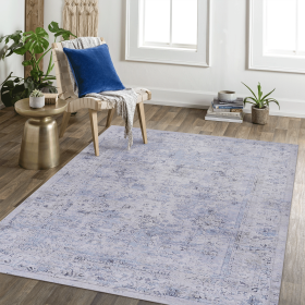 Naar Area Rug 6x9, Washable Rug, Low-Pile, Non-Slip, Non-Shedding, Foldable, Kid & Pet Friendly - Area Rugs for living room, bedroom, kitchen (Color: as Pic)