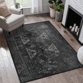 6x9 Area Rugs, Washable Rug, Low-Pile, Non-Slip, Non-Shedding, Foldable, Kid & Pet Friendly - Area Rugs for living room, bedroom, kitchen (Color: as Pic)