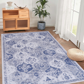 Naar 4x6 Area Rugs, Washable Rug, Low-Pile, Non-Slip, Non-Shedding, Foldable, Kid & Pet Friendly - Area Rugs for living room, bedroom, kitchen (Color: as Pic)