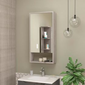 Modesto Medicine Cabinet; One Open Shelf; Mirrored Cabinet With Two Interior Shelves (Color: Light Gray)