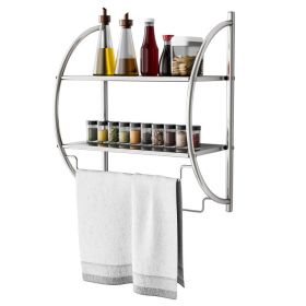 Wall Mounted 2-Tier Bathroom Towel Rack with 2 Towel Bars (Color: as show)