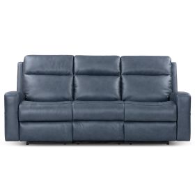 Caleb Triple Power Sofa,Top Grain Leather,Lumbar Support,Adjustable Headrest,Storage Side Pocket (Color: as Pic)