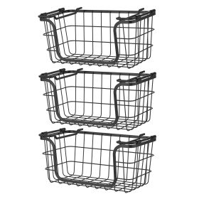 Oceanstar Stackable Metal Wire Storage Basket Set for Pantry, Countertop, Kitchen or Bathroom – Black, Set of 3 (BSS1811: BSS1811)