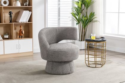 360 Degree Swivel Cuddle Barrel Accent Chairs, Round Armchairs with Wide Upholstered, Fluffy Fabric Chair for Living Room, Bedroom, Office (Color: as Pic)