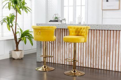 COOLMORE Swivel Bar Stools Set of 2 Adjustable Counter Height Chairs with Footrest for Kitchen, Dining Room 2PC/SET (Color: as Pic)